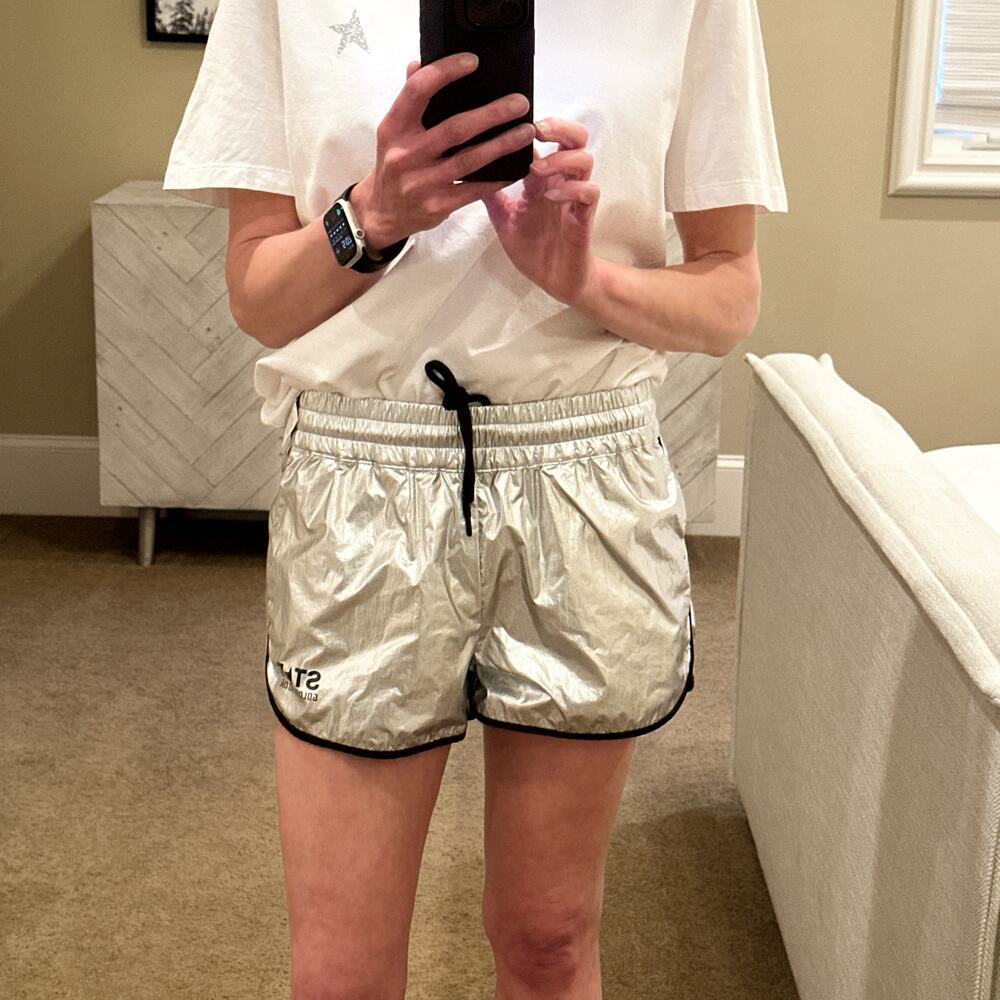 GOLDEN GOOSE Sports Diana Metallic Shorts in Silver/Black XS - Picture 6 of 14